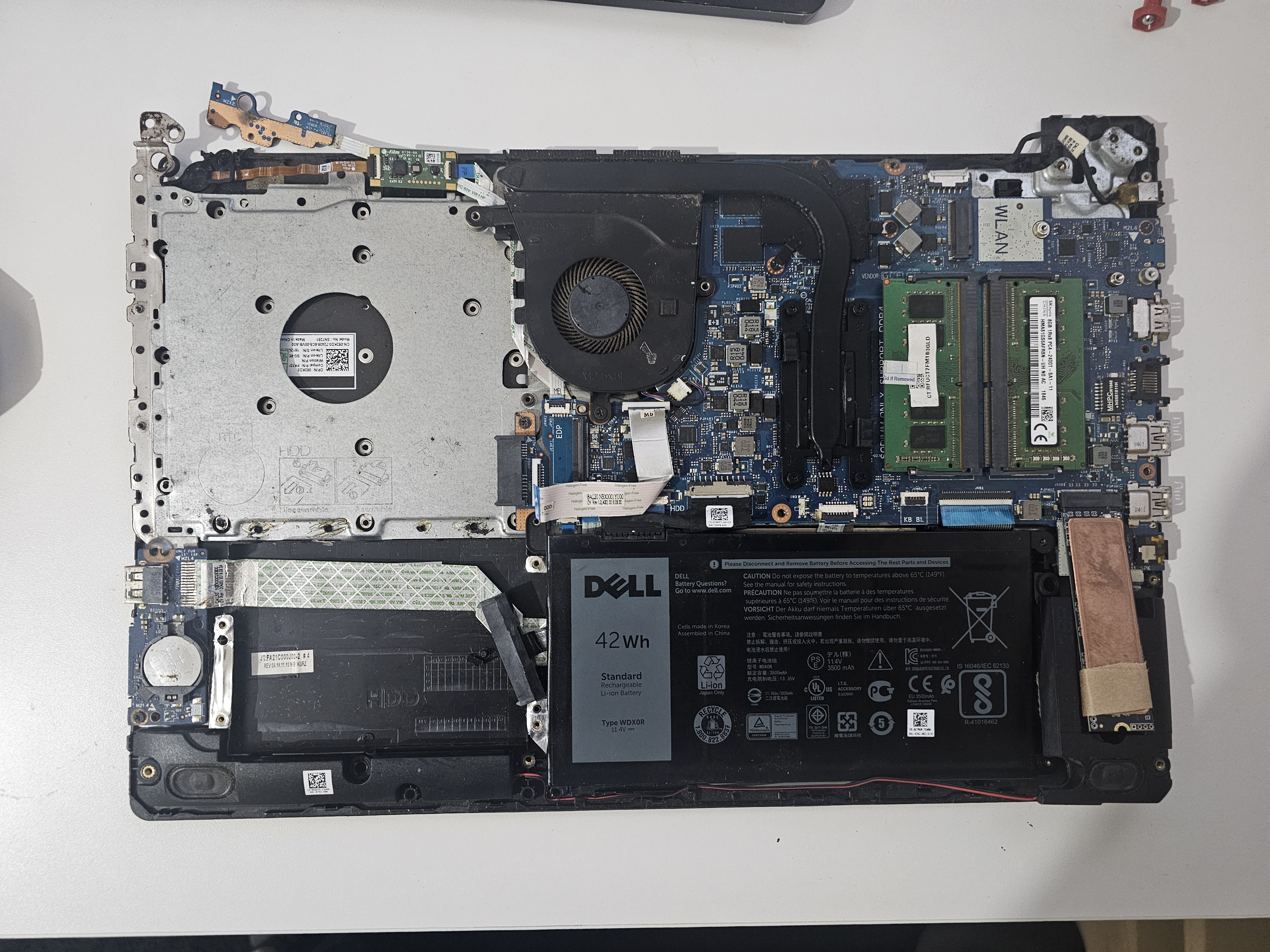 Dell laptop internals ready for homelab duty